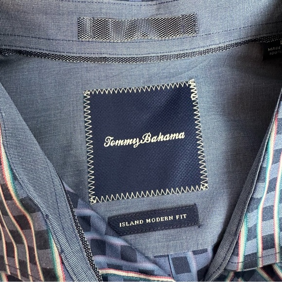 Tommy Bahama Button Down Shirt Long Sleeve Blue Island Modern Fit Large Blue - Picture 3 of 7